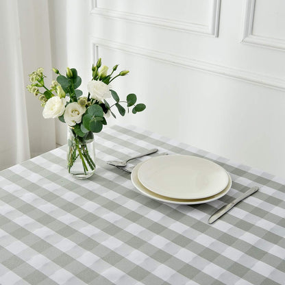 Rectangle Checkered Tablecloth Waterproof Spillproof Wrinkle Resistant Buffalo Plaid Heavy Weight Table Cloth Gingham Table Cover for Outdoor and Indoor Use, 52 X 70 Inch Grey and White4
