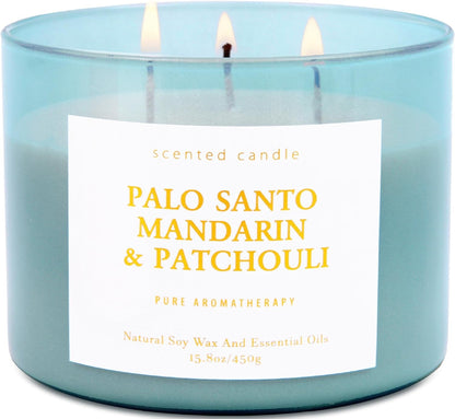Palo Santo Mandarin Patchouli, 3-Wick Scented Soy Candle for Home, 15.8 Oz1