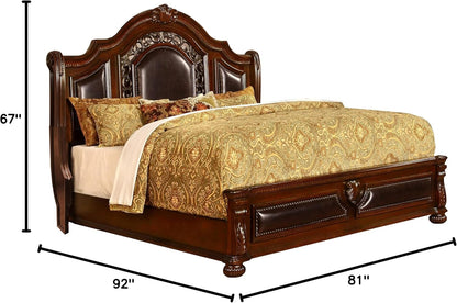 Bessy Traditional Wood Bed Frame, Cherry - King3