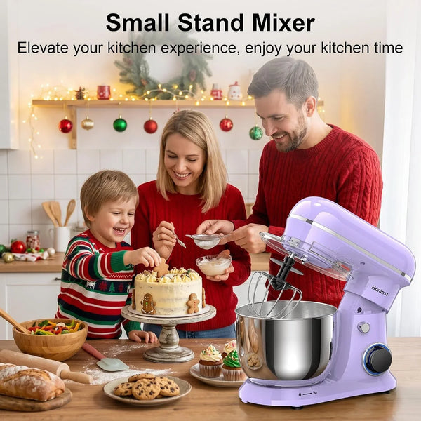 4QT Electric Stand Mixer, 10-Speed Tilt-Head Compact Kitchen Mixer | Multiple Stylish Colors | Food Mixer with Dough Hook & Beater & Whisk | for Cake & Bread | Dishwasher-Safe | Purple4