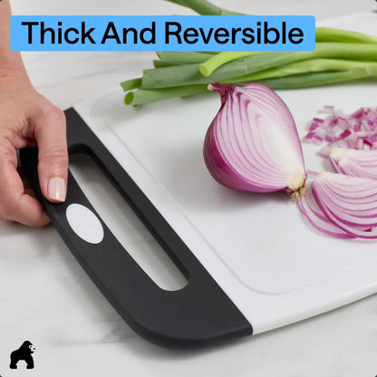 GORILLA GRIP Bpa-Free Reversible Kitchen Cutting Board, Set of 3, Black | US Designed, Nonporous, Slip Resistant Border with Juice Grooves, Dishwasher Safe, Durable Large Food Chopping Boards7