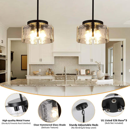 Black Chandeliers for Dining Room Light Fixture, Foyer Lighting Fixtures Pendant Lights Kitchen Island, Adjustable Glass Modern Farmhouse Chandelier for Entryway, Bedroom, Bathroom, Foyer, Living Room3