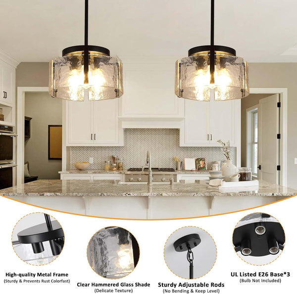 Black Chandeliers for Dining Room Light Fixture, Foyer Lighting Fixtures Pendant Lights Kitchen Island, Adjustable Glass Modern Farmhouse Chandelier for Entryway, Bedroom, Bathroom, Foyer, Living Room3