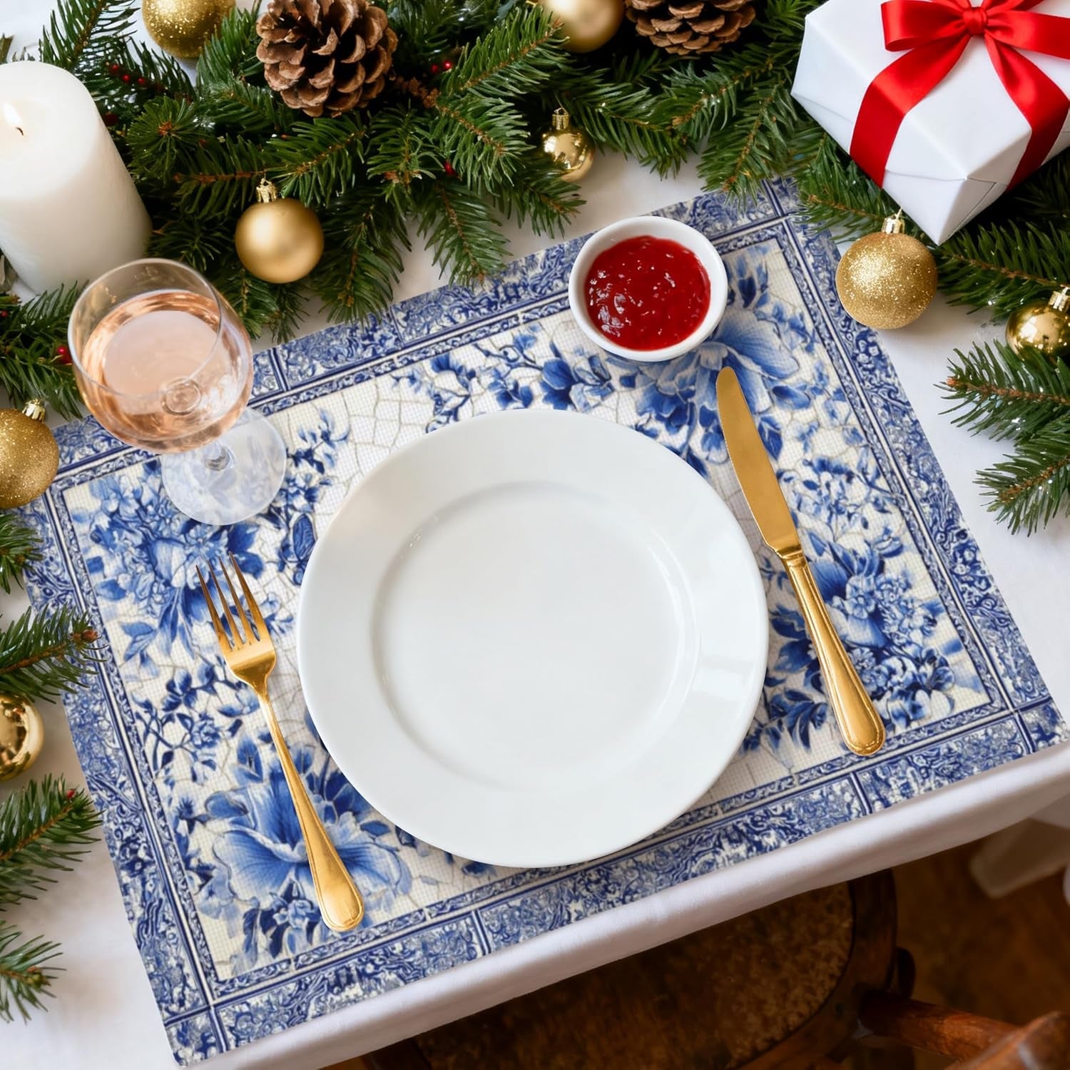 blue-and-white-porcelain-peacock-table-placemats-set-of-4-place-mats-linen-wipeable-placemats-waterproof-rectangle-table-mat-for-kitchen-dining-dinner-18-x-12-inch