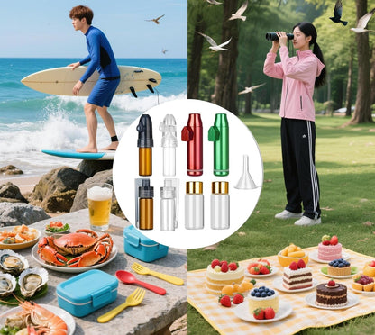 Portable Kitchen Metal Spice Bottle,Camping Outdoor Glass Set3