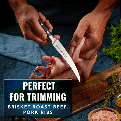 Curved Boning Knife, 6" for Meat Cutting & Trimming – Fillet Knife4