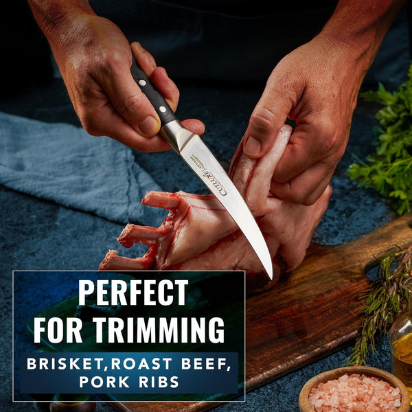 Curved Boning Knife, 6" for Meat Cutting & Trimming – Fillet Knife4