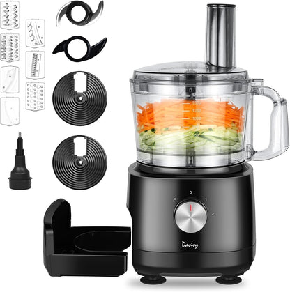 7-Cup Food Processor with Storage Drawer, 9-Blade for Home Meal Prep | Cheese Grate, Wavy Slicer Meat Chopper, Dough Kneading, Veggie Salad Shred, French Fries for Party, Healthy Snacks, Baby Food1