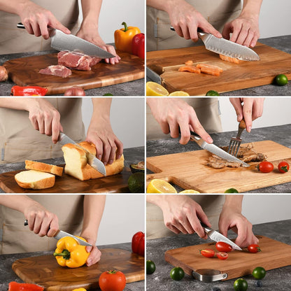 15-Piece Damascus Knife Set with Block, VG10 Steel Core | 67-Layer Damascus, Hrc60±2 Razor-Sharp, Abs Ergonomic Handle, Detachable Easy-Clean Block, for Daily Meal Prep & Home Cooking4