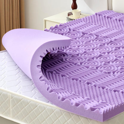 2 Inch 7-Zone Memory Foam Mattress Topper Twin XL, Twin Extra Long Mattress Pads for College Dorm Room, Pressure Relieve Certipur-Us Certified, 39X80 Inches, Violet1