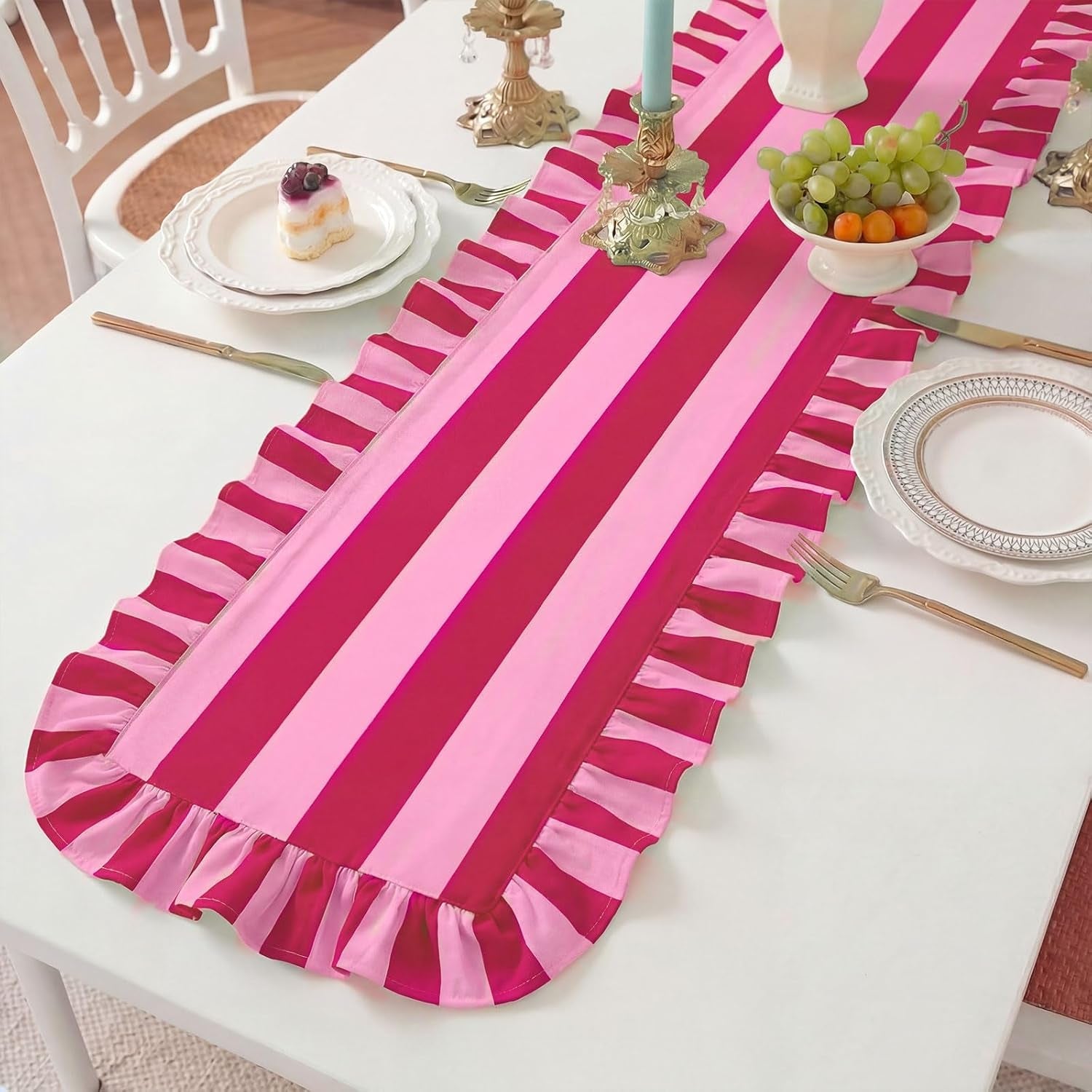 ruffle-edge-striped-table-runner-72x15-7-inch-pink-rose-red