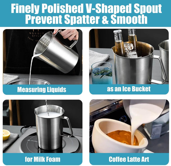 Stainless Steel Pitcher with Lid & Handle, 70 Oz/2000+ Ml3