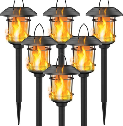 6 Pack Solar Flame Torch Lights Outdoor, Halloween Dual Use Flickering Flame Garden Light, Christmas Hanging Lanterns, Auto On/Off & Waterproof Lighting for Lawn Patio Yard Walkway Driveway1