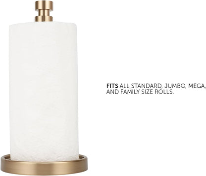 Countertop Paper Towel Stand - Steady and Easy Tear - Fits All Paper Towel Rolls - Warm Gold3