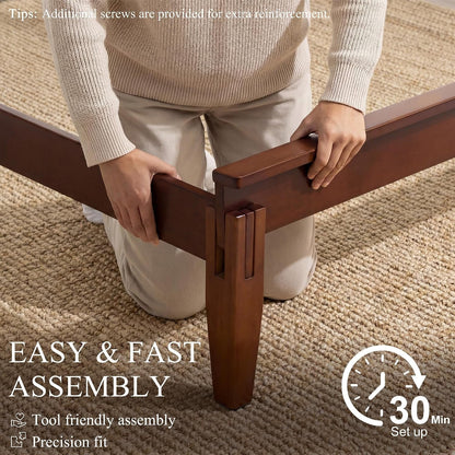 Joinery Inspired Solid Bamboo Bed Frame Queen Size with Headboard5