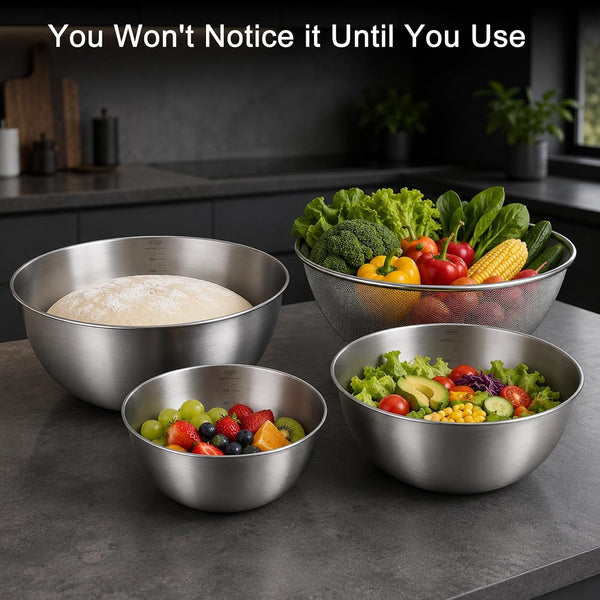 7 Piece Stainless Steel Mixing Bowl Set with Colander for Baking, Cooking7