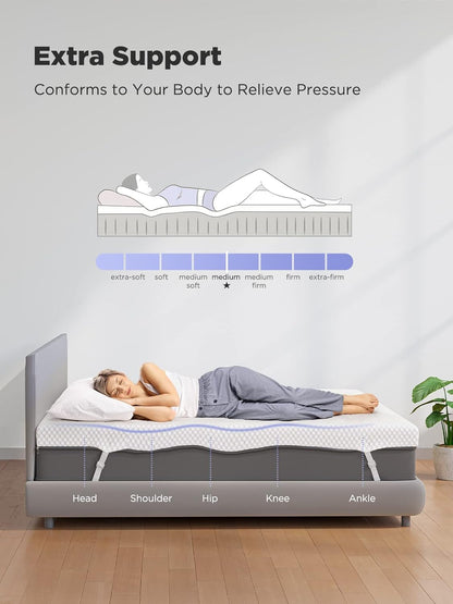 Queen Mattress Topper, 3 Inch Gel Memory Foam Mattress Topper for Pressure Relief, Premium Soft Cooling Sleep, Non-Slip Design with Removable & Washable Cover, Oeko-Tex Certified6