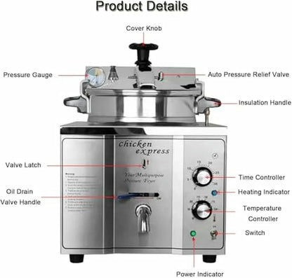 Commercial Electric Pressure Fryer with Timer and Thermostat for Cooking Chicken and Fish4
