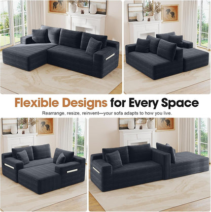 94.5" L-Shaped Minimalist Boneless Sofa for Living Room (Dark Grey, Left)8