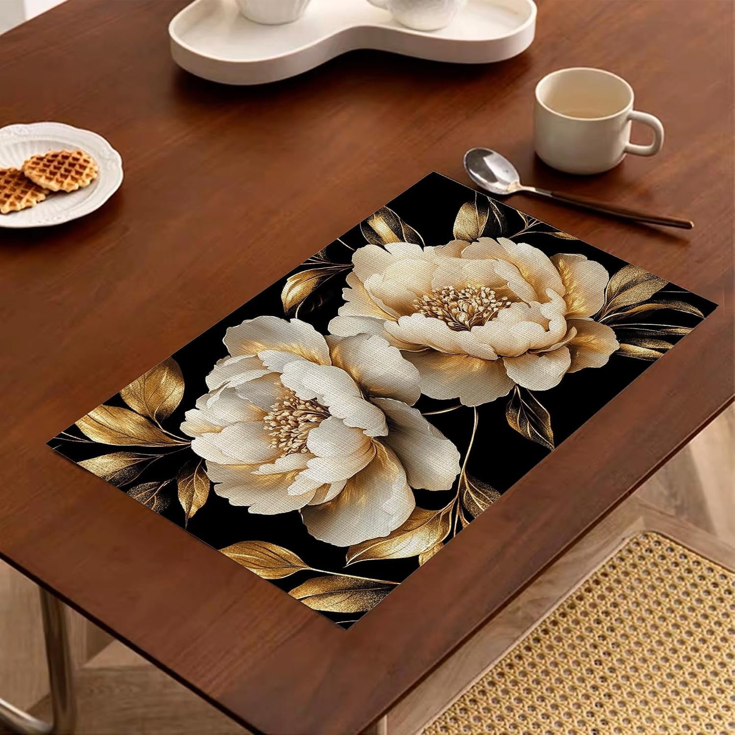 white-flowers-placemats-set-of-6-glitter-blooming-washable-dining-table-mats-for-kitchen-party-decorative-linen-table-mats-12-x-18-inches