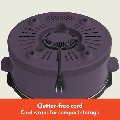 6Qt Manual Non-Toxic, Slow Cooker with Cord Storage, Plum7