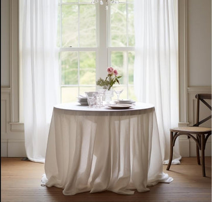 100% Pure Linen round Tablecloths 90Inch round Machine Washable Tablecloth for Thanksgiving,Decorative Halloween,Buffet Parties,Picnic,Events,Weddings and Restaurants-White4