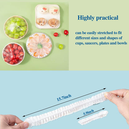 200PCS Reusable Elastic Bowl Covers, Plastic Food Covers with Elastic Edges,Airtight Stretchable Bowl Lids for Refrigerator Storage,Leftovers & Meal Prep,Bpa Free,Assorted Sizes4