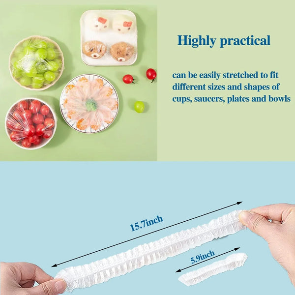 200PCS Reusable Elastic Bowl Covers, Plastic Food Covers with Elastic Edges,Airtight Stretchable Bowl Lids for Refrigerator Storage,Leftovers & Meal Prep,Bpa Free,Assorted Sizes4