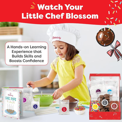 DIY Cake Pop Kids Baking Kit with Pre-Measured Ingredients | Bake 10–12 Treats with Decorating Supplies, Activity Book, and Simple Recipe Gift Idea for Boys and Girls Ages 4-124