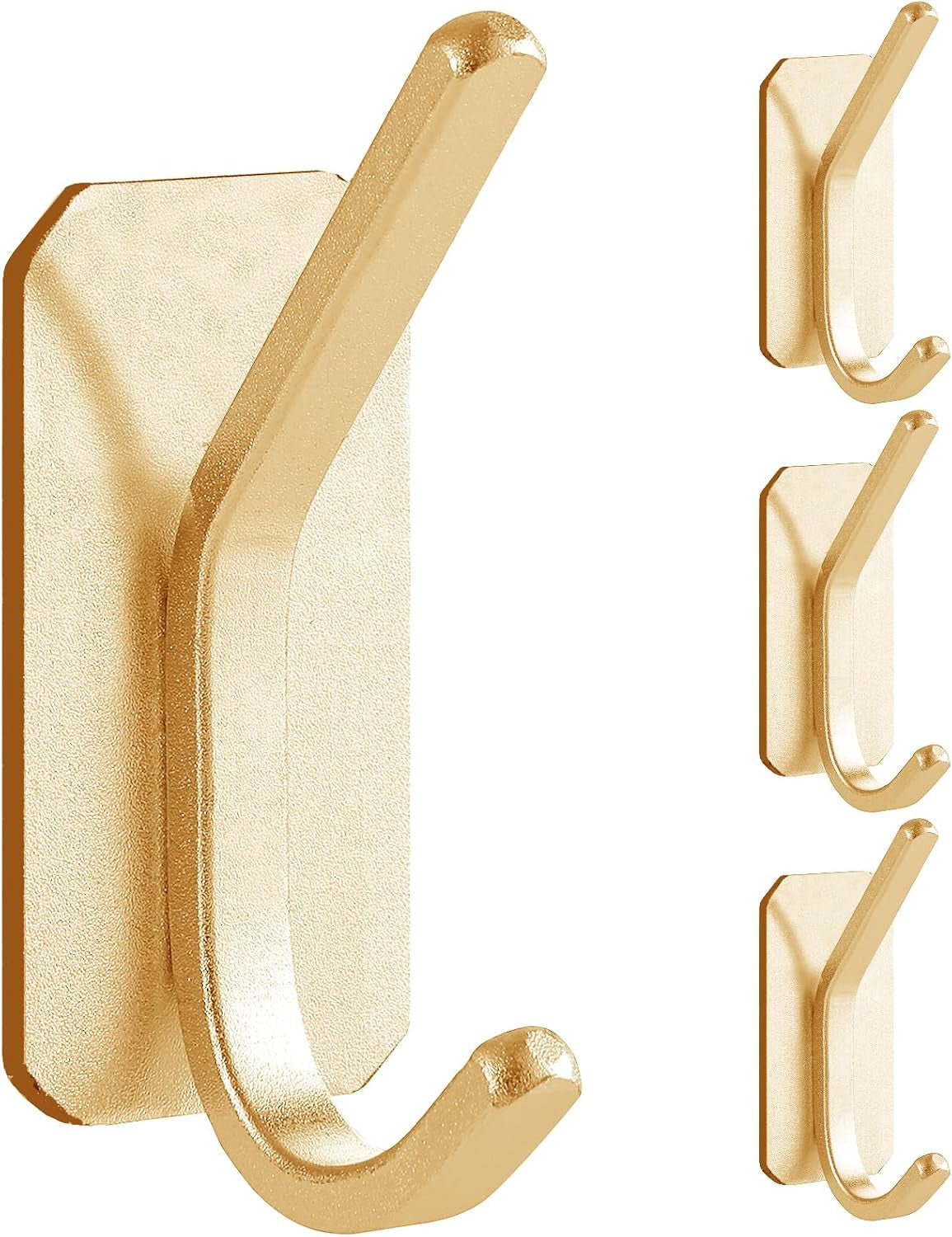 heavy-duty-adhesive-wall-hooks-30-lb-max-load-waterproof-hooks-for-bathroom-towels-coats-bags-no-drill-damage-free-for-renters-apartment-dorm-matte-gold-4-pack