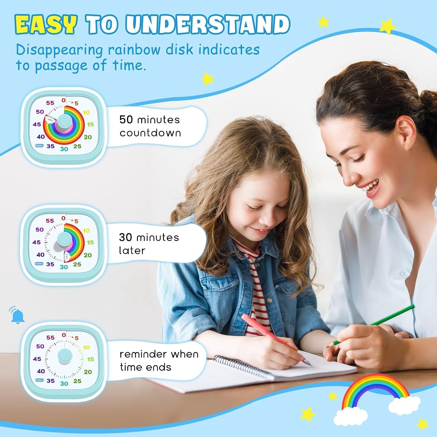 visual-timer-for-kids-60-minute-countdown-silent-operation-timer-visual-rainbow-disk-timer-for-kids-adhd-toddler-loud-alarm-timers-for-classroom-kids-desk-time-management-tools-blue