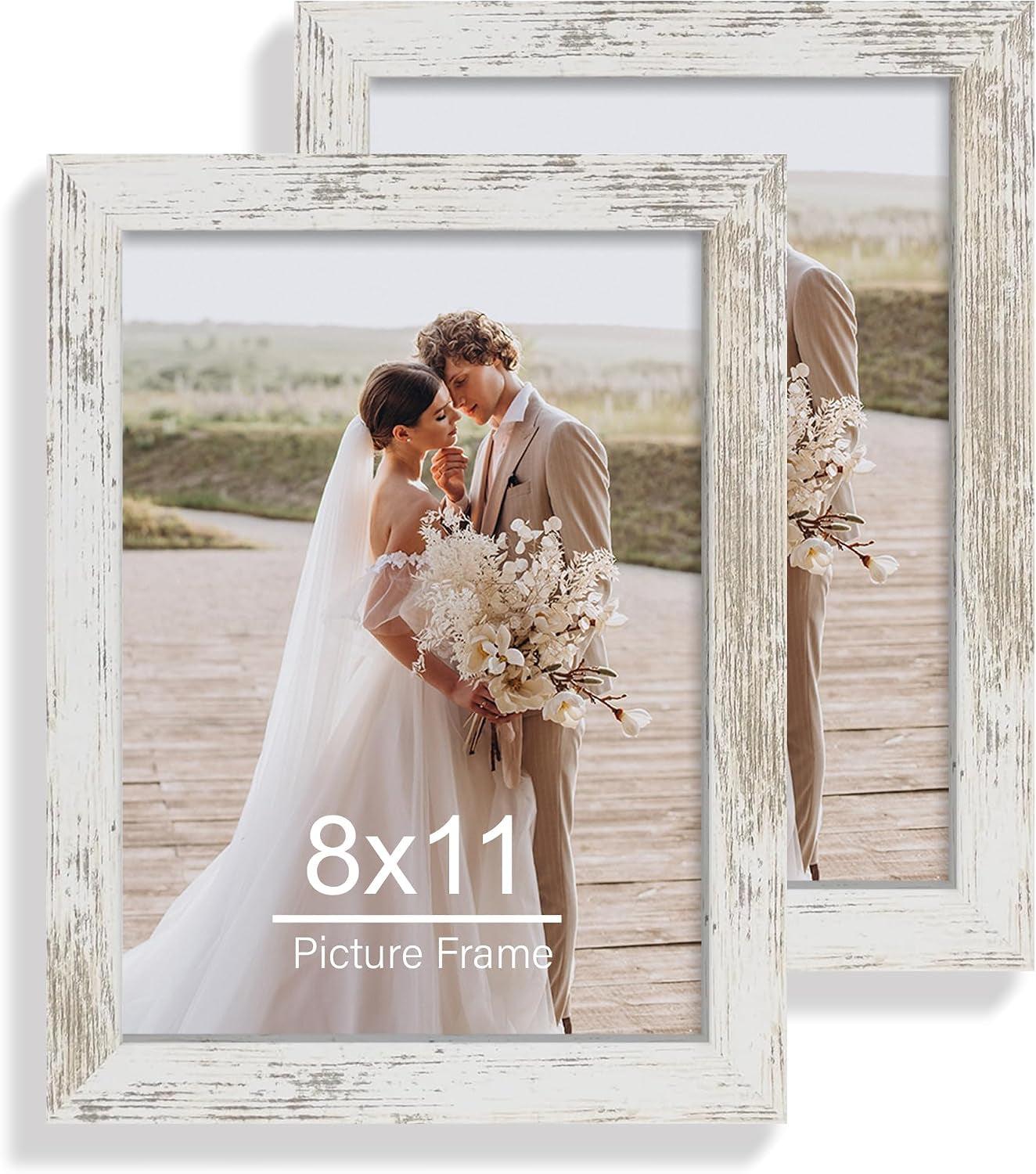 8x11-picture-frame-set-of-2-made-of-real-glass-and-distressed-white-wooden-frame-8-by-11-photo-for-wall-or-tabletop-display