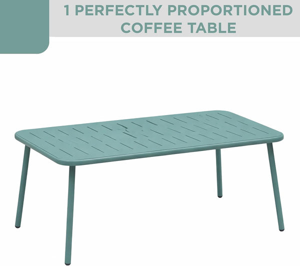 Alpine Corporation VTFAM170A 4-Piece Outdoor Rope Woven Patio Conversation Set – Sofa Bench, 2 Armchairs & Coffee Table – Modern Metal Frame with Wood Armrests – Indoor/Outdoor Seating Set5