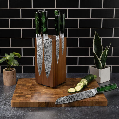 SENKEN Rotating Magnetic Knife Block without Knives, Natural Acacia Hardwood - 360 Degrees Rotation - Ultra Strong Neodymium Magnets, Universal Knife Holder & Storage (Rotating Magnetic Block)8