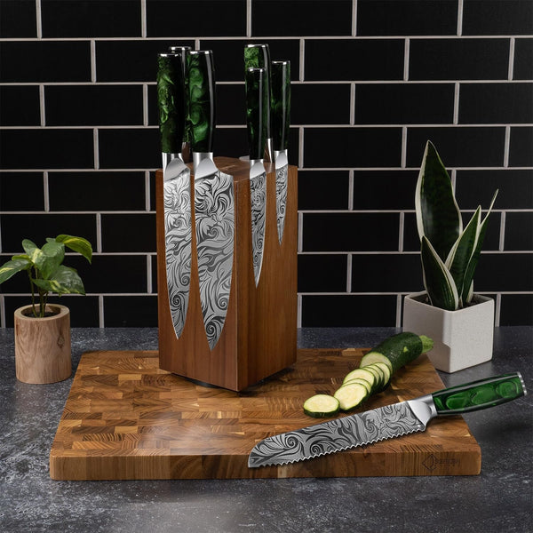 SENKEN Rotating Magnetic Knife Block without Knives, Natural Acacia Hardwood - 360 Degrees Rotation - Ultra Strong Neodymium Magnets, Universal Knife Holder & Storage (Rotating Magnetic Block)8