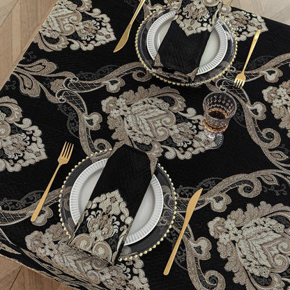 Black Rectangle Tablecloth Jacquard Fabric 60 X 104 Inches7