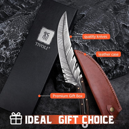 Feather Carving Knife, 8 Inch Boning Knife with Sheath and Gift Box6