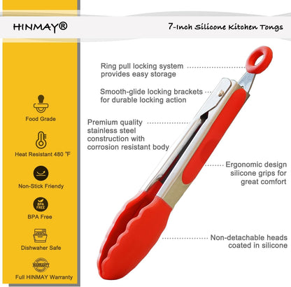 Mini Tongs with Silicone Tips 7-Inch Serving Tongs, Set of 3 (Red Blue Green)2