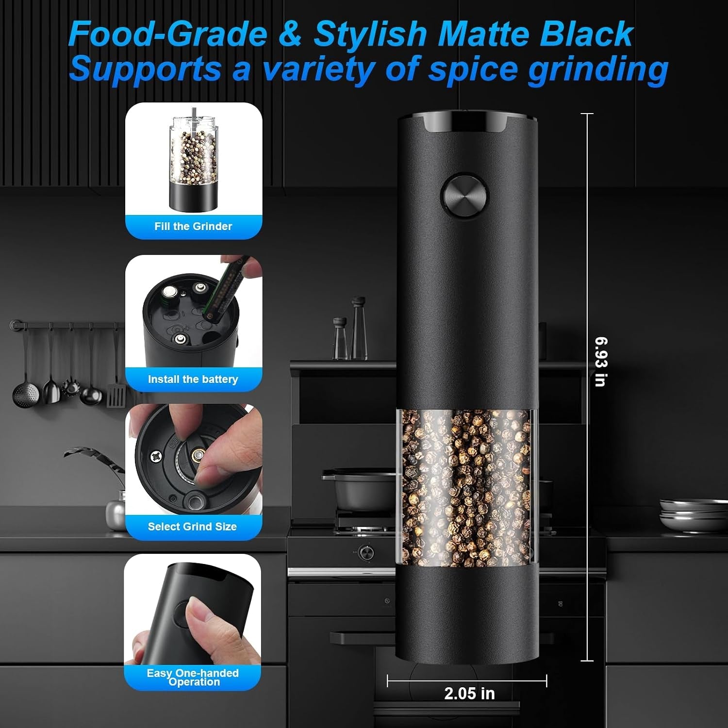 electric-pepper-or-salt-grinder-adjustable-coarseness-salt-pepper-mill-with-led-light-easy-to-clean-battery-powered-one-handed-operation-kitchen-essential-1-pack-black
