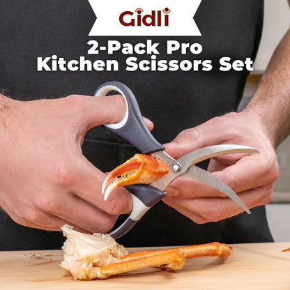 Kitchen Shears & Seafood Scissors Set - Lifetime Replace. Warranty* |  Heavy Duty Utility Stainless Steel All Purpose Ultra Sharp Scissors for Meat, Poultry, Food & Cooking - Dishwasher Safe4