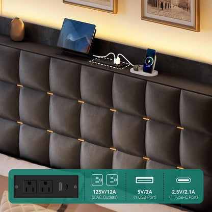 King Size Bed Frame with 3 Storage Drawers and RGB LED Lights5