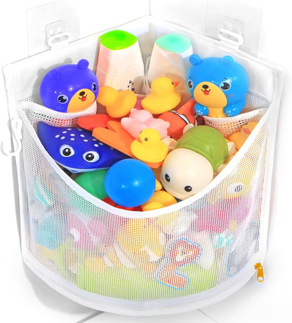 Bath Toy Organizer, Large Capacity Corner Hanging with Mesh Bath Toy Storage, Quick Drying1