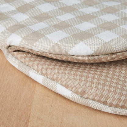 Gingham Mini Oven Mitt 2-Pack Set, Milkshake Tan, 5.5"X8"4