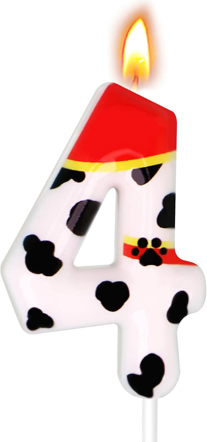Dog Paw Birthday Candles, Number Candles for Birthday Party Cake Decoration Supplies (Red, Number 4)1