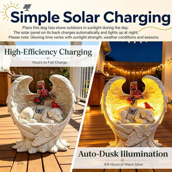 Solar Dog Memorial Stone with Wings Cross Cardinal Passing Away Gift5