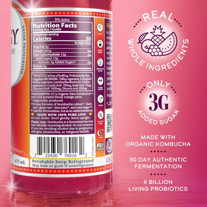 the Real Kombucha - Blood Orange - 16 Fl Oz Bottle - Raw Probiotic Drink for Gut Health and Immune Support3