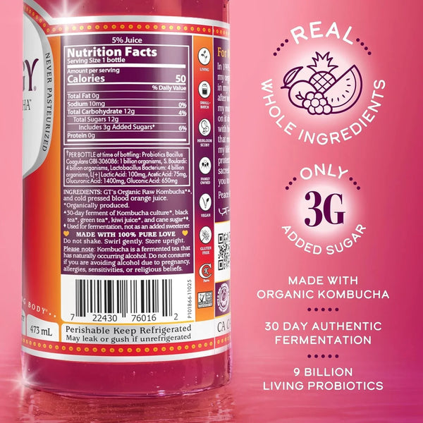 the Real Kombucha - Blood Orange - 16 Fl Oz Bottle - Raw Probiotic Drink for Gut Health and Immune Support3