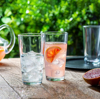 10Pc Stackable Drinking Glasses, 16Oz Clear Glass Cup Glassware Set | Dishwasher Safe, Freezer Proof, Lead & BPA Free, Heavy Base Highball Water Glasses, Tall Glass Beer Bar Tumblers, Giftable6