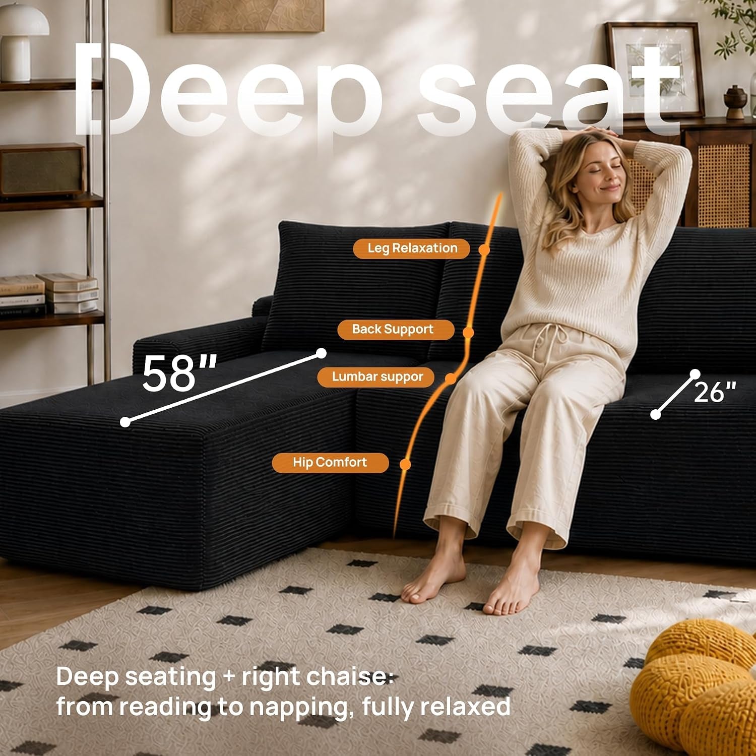 black-96-9-inch-right-chaise-sectional-sofa-boneless-corduroy-cloud-couch-with-spring-coils-high-resilience-foam-deep-seat-oversized-compact-living-room-set-no-assembly-stain-resistant-fabric