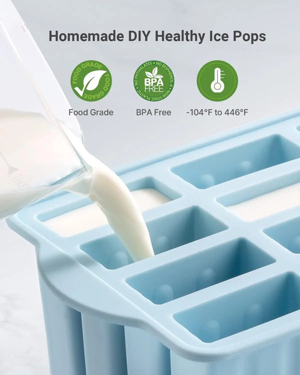 Popsicles Molds,  12 Pieces Silicone Popsicle Molds Easy-Release Bpa-Free Popsicle Maker Molds Ice Pop Molds Homemade Popsicle Ice Pop Maker with 50PCS Popsicle Sticks+Cleaning Brush2